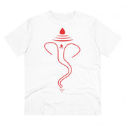 Men's PC Cotton Ganesh Printed T Shirt (Color: White, Thread Count: 180GSM)