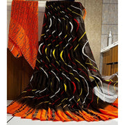 Women's Satin Patta Printed Saree With Unstitched Blouse (Orange)