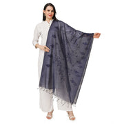 Women's Cotton Embroidered Dupatta (Dark Blue, Length: 2.25 to 2.50 Mtr)