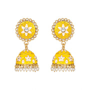 Women's Rose Gold Plated Alloy Earrings (Yellow)