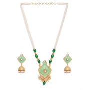 Women's Rose Gold Plated Alloy Necklace &amp; Earings Set (Green)