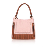 Women's Faux Leather Printed Tote Bag (Pink)