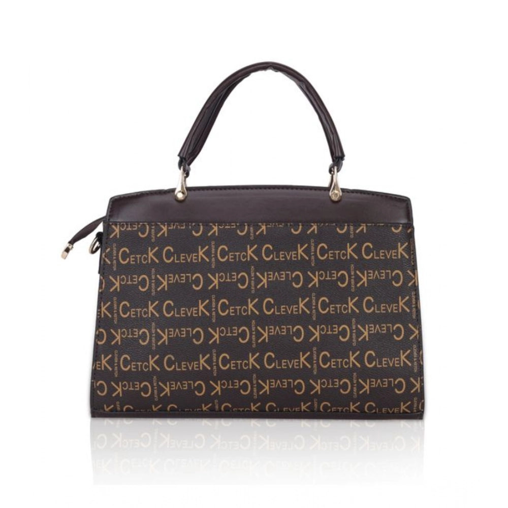 Women's Faux Leather Printed Handbag (Coffee)