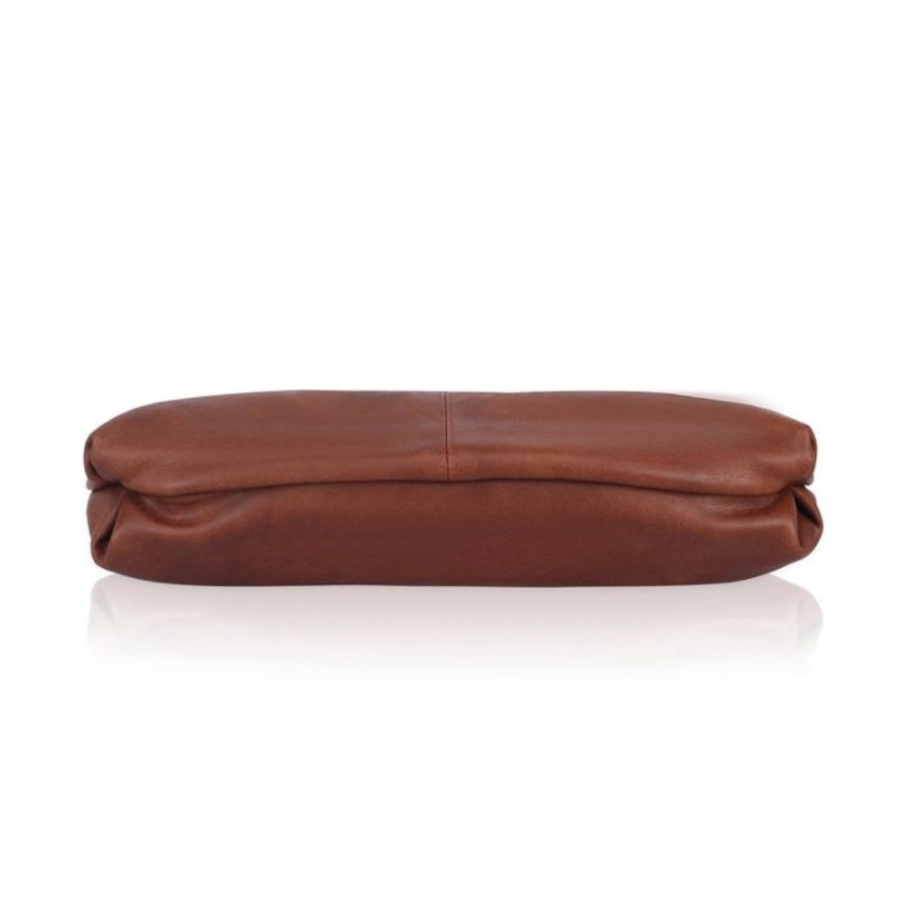Women's Faux Leather Solid Sling Bag (Brown)