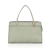 Women's Faux Leather Textured Adjustable Long Belt Handbag (Green)