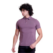 Men's Casual Cotton Solid Half Sleeve Polo Neck T-Shirt (Berry)