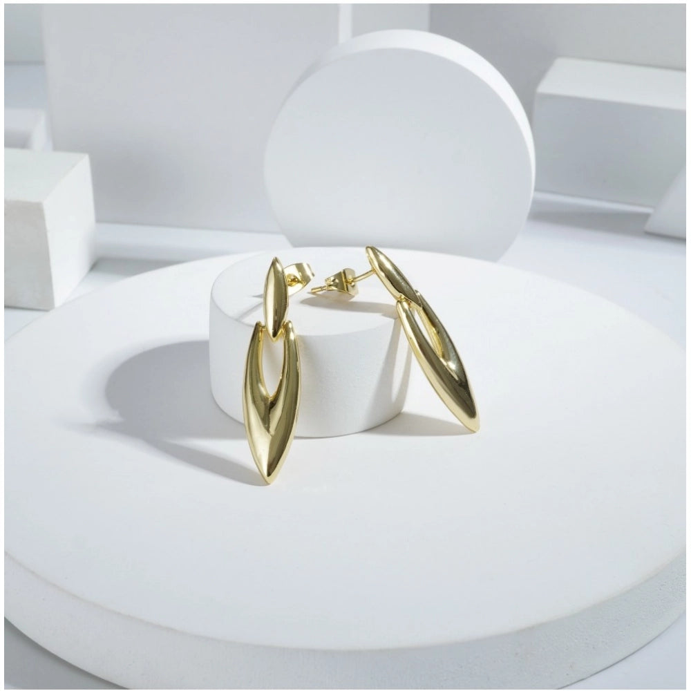 Women's brassNew Gold Tone Polish Mini Office Earrings (Gold Plated)