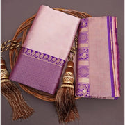 Women's Silk Printed Saree With Unstitched Blouse 5.5Mtr (Purple)