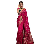 Women's Silk Printed Saree With Unstitched Blouse 5.5Mtr (Rani Pink)