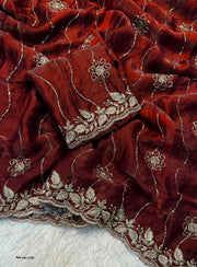 Fancy Space Silk Saree with Sequin Embroidery & C Pallu
