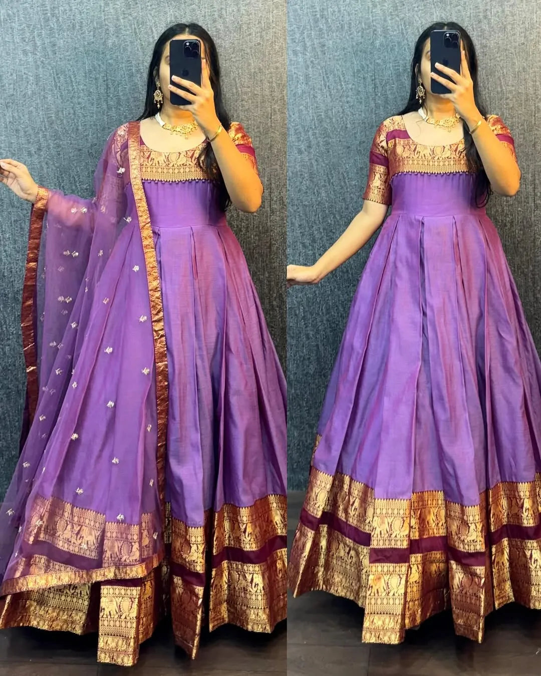 Traditional Ethnic Gown Set with Dupatta