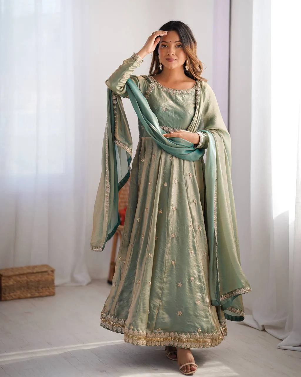 Fandy Silk Gown With Dupatta