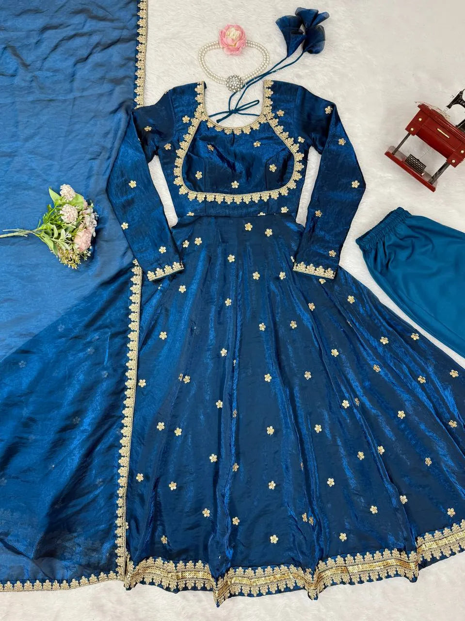 Fandy Silk Gown With Dupatta