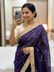 Insta Viral Space Silk Saree Multi Sequence Full Worked With Contrast Blouse