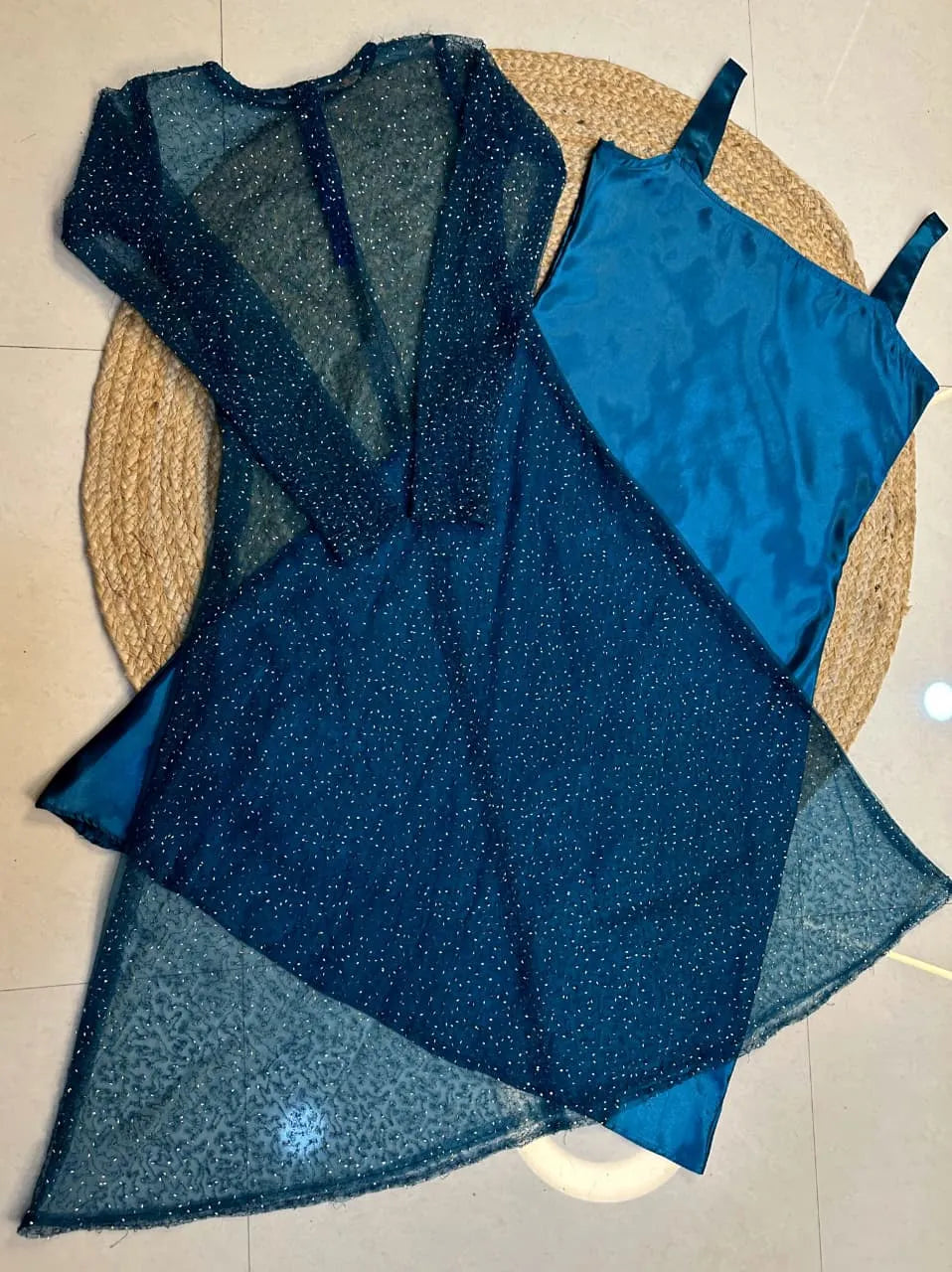 Insta Viral Galaxy 2-Piece Set With Shining inner Gown with a beautifully beaded outer coat
