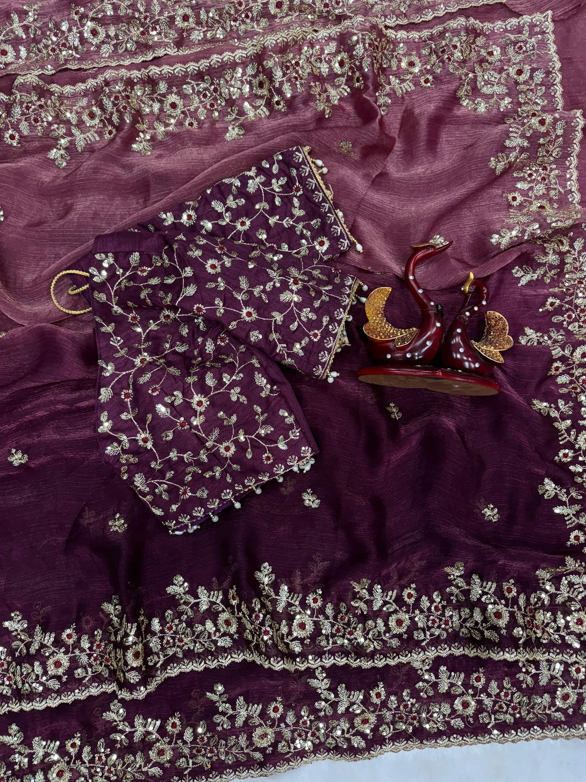 Beautiful Soft Fendy Sequence Embroidery Work Sarees