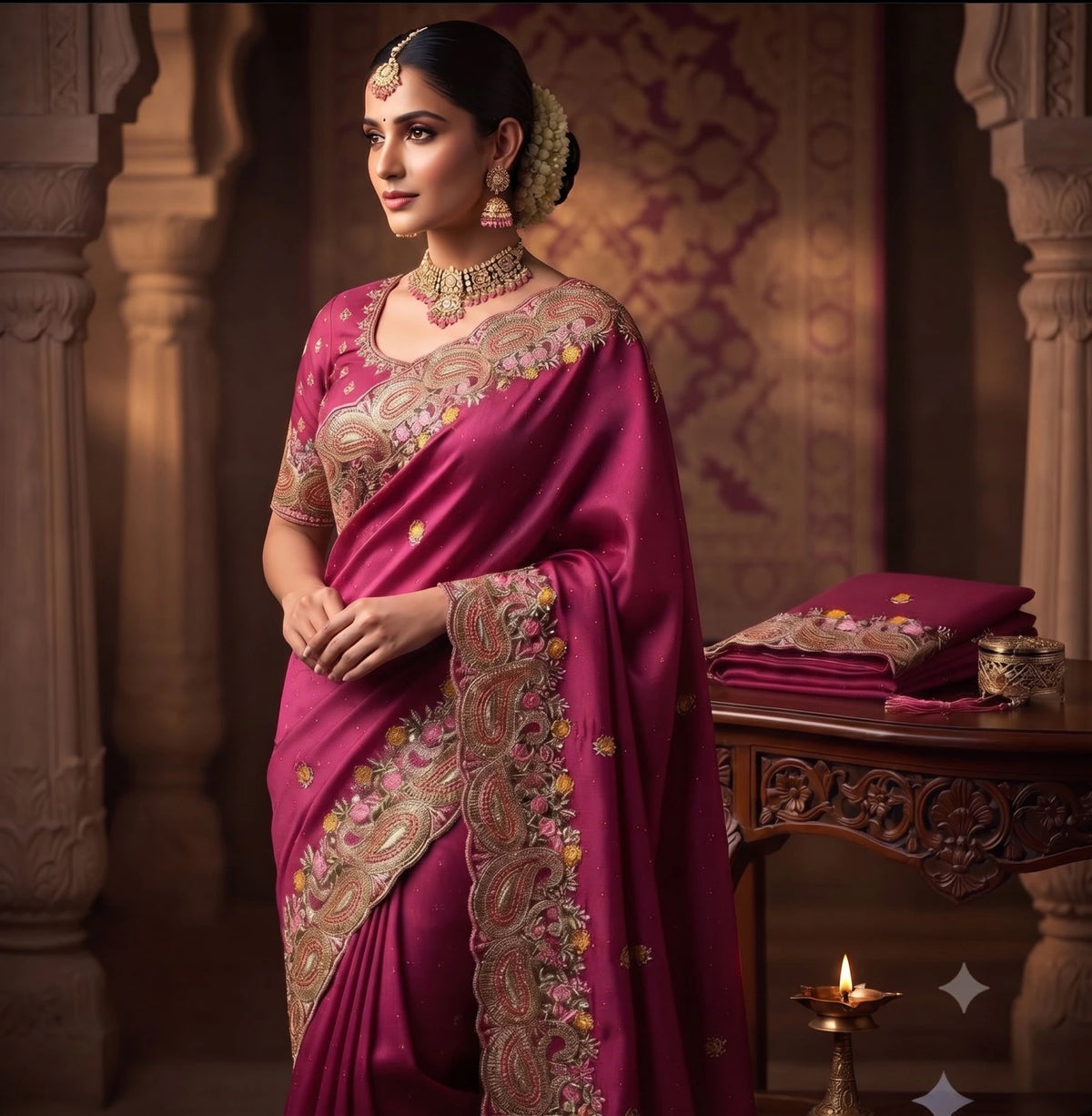 SPACE SILK EMBROIDERY WITH SEPARATE BLOUSE