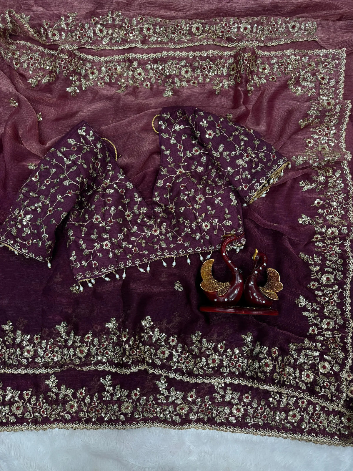 Beautiful Soft Fendy Sequence Embroidery Work Sarees