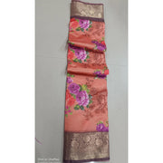 Women's Digital Dolla Silk Printed Saree With Unstitched Blouse 5.5Mtr (Orange)