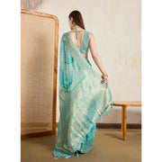 Women's Viscose Printed Saree With Unstitched Blouse 5.5Mtr (Green)