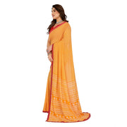 Women's Georgette Printed Saree With Unstitched Blouse 5.5Mtr (Yellow)
