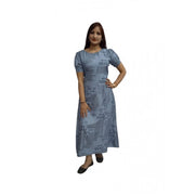 Women's Casual Crepe Half Sleeves Dress (Grey)