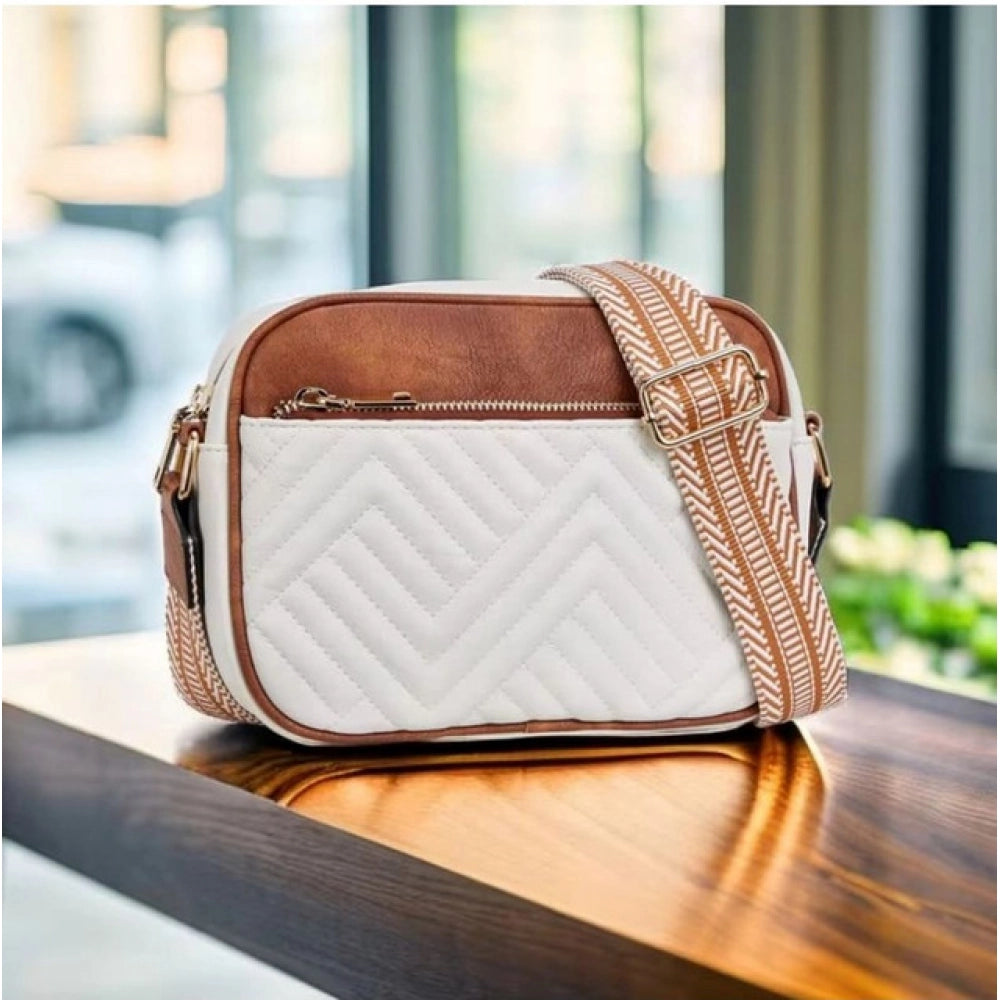 Women's PU Leather Zipper Sling Bag