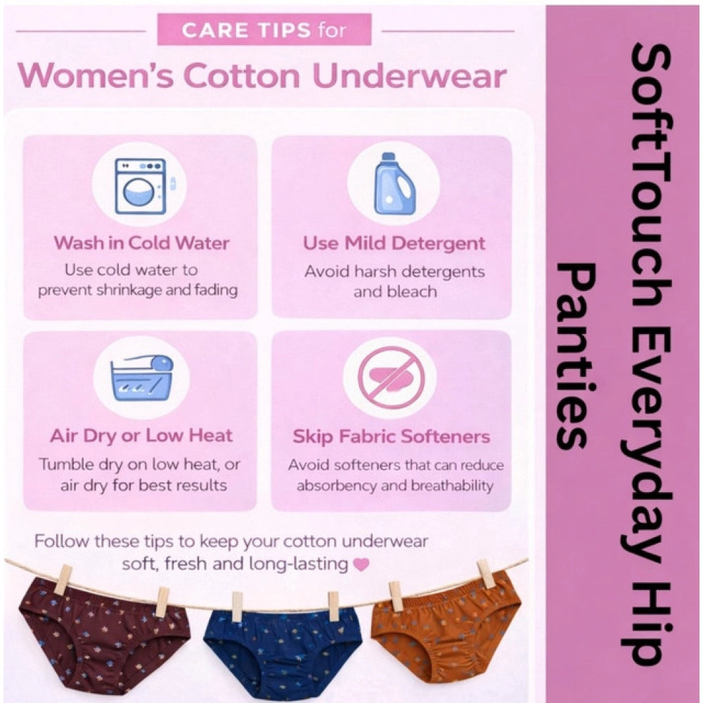 Pack of_3 Women's Cotton Printed Hipster Panty (Multicolor)