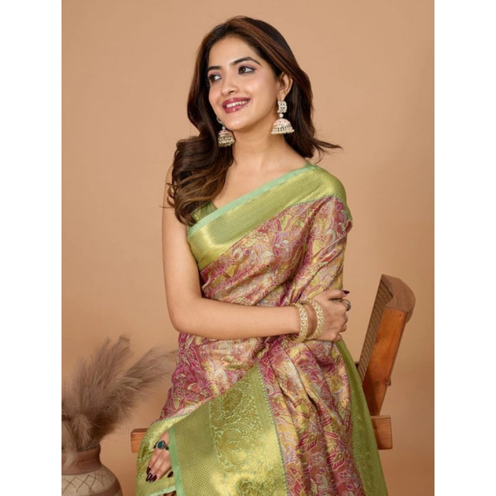 Women's Jacquard Saree With Unstitched Blouse 5.5Mtr (Multicolor)