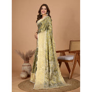 Women's Jacquard Saree With Unstitched Blouse 5.5Mtr (Olive)