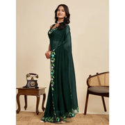 Women's Georgette Printed Saree With Unstitched Blouse 5.5Mtr (Green)