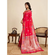 Women's Faux_Banarasi_Silk Woven Saree With Unstitched Blouse 5.5Mtr (Red)