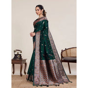 Women's Jacquard Woven Saree With Unstitched Blouse 5.5Mtr (Green)