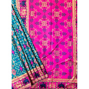 Women's Patola Silk Meena And Zari Woven Saree With Unstitched Blouse 5.5Mtr (Blue)