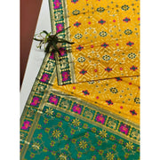 Women's Patola Silk Meena And Zari Woven Saree With Unstitched Blouse 5.5Mtr (Yellow)
