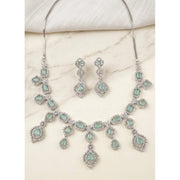 Women's Brass Silver Plated Necklace set (Turquoise)