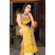 Women's Cotton Silk Printed Saree With Unstitched Blouse 5.5Mtr (Multicolor)