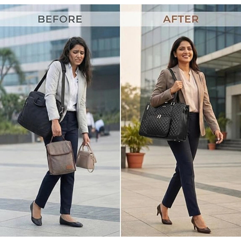 3 in 1 Women Handbag (Black)