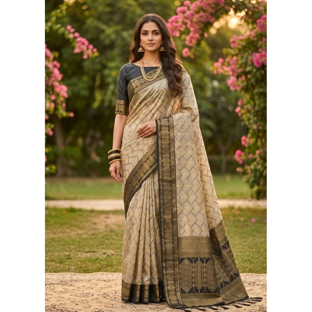 Women's Cotton Printed Saree With Unstitched Blouse 5.5Mtr (Multicolor)