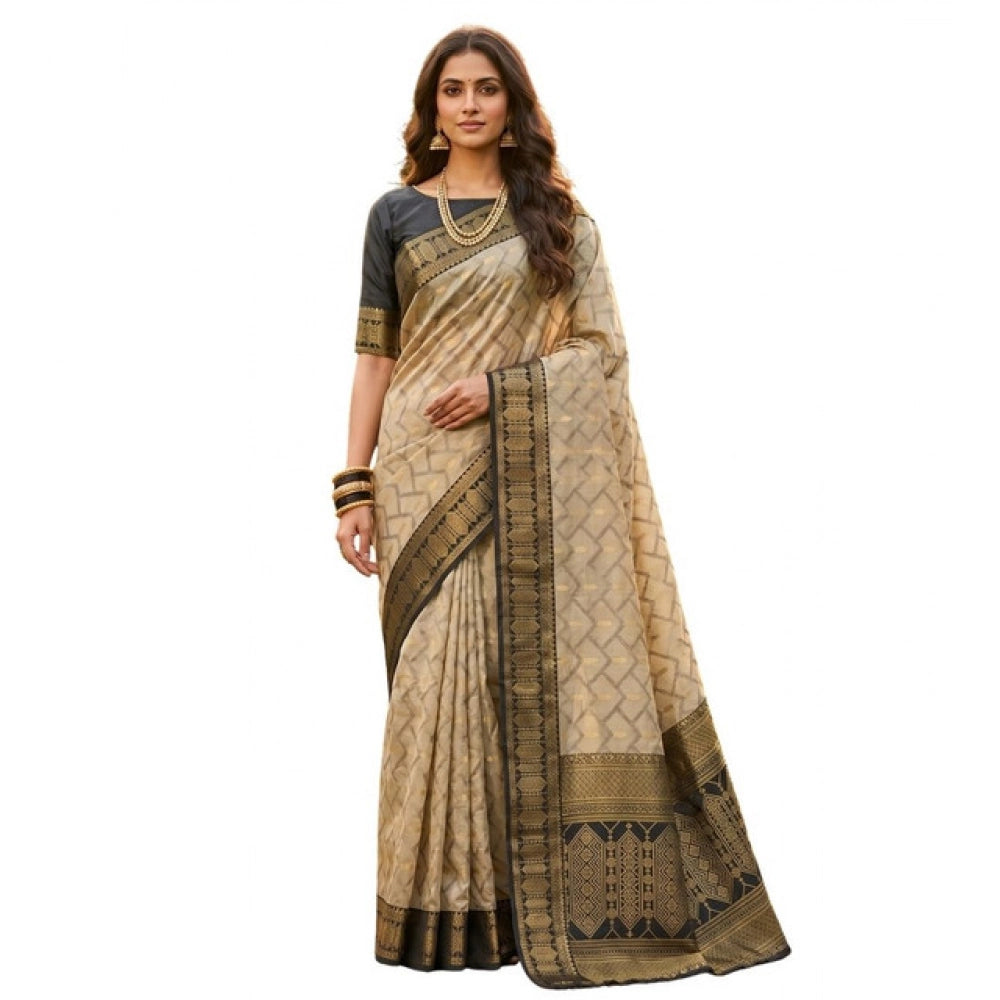 Women's Cotton Printed Saree With Unstitched Blouse 5.5Mtr (Multicolor)