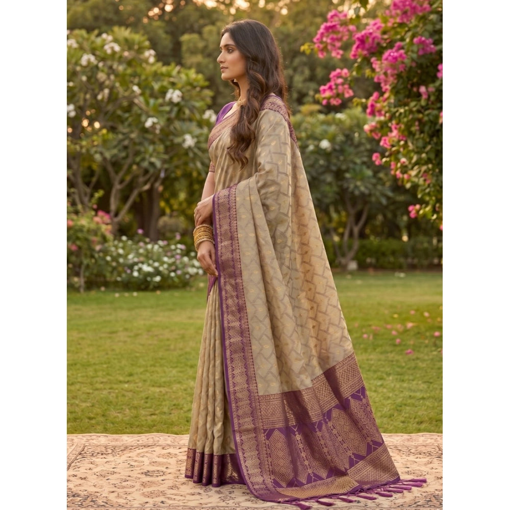 Women's Cotton Printed Saree With Unstitched Blouse 5.5Mtr (Multicolor)