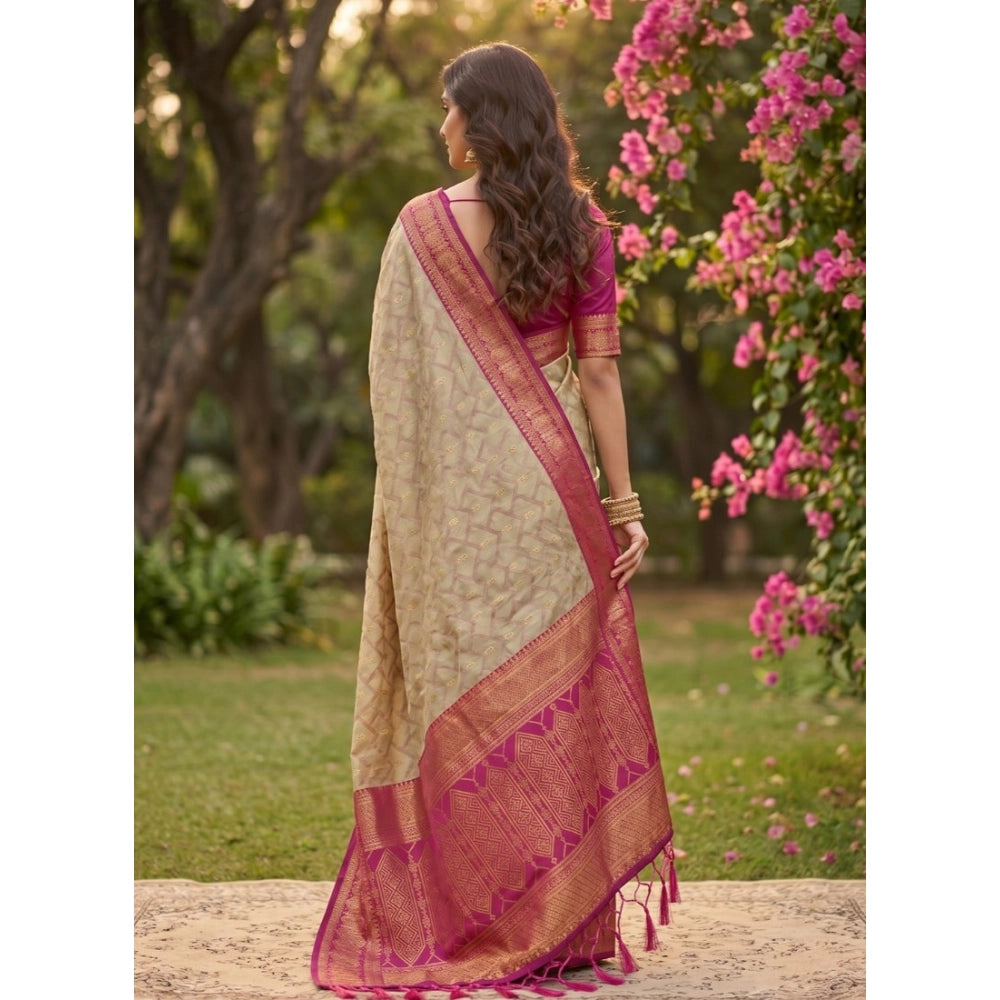 Women's Cotton Printed Saree With Unstitched Blouse 5.5Mtr (Multicolor)