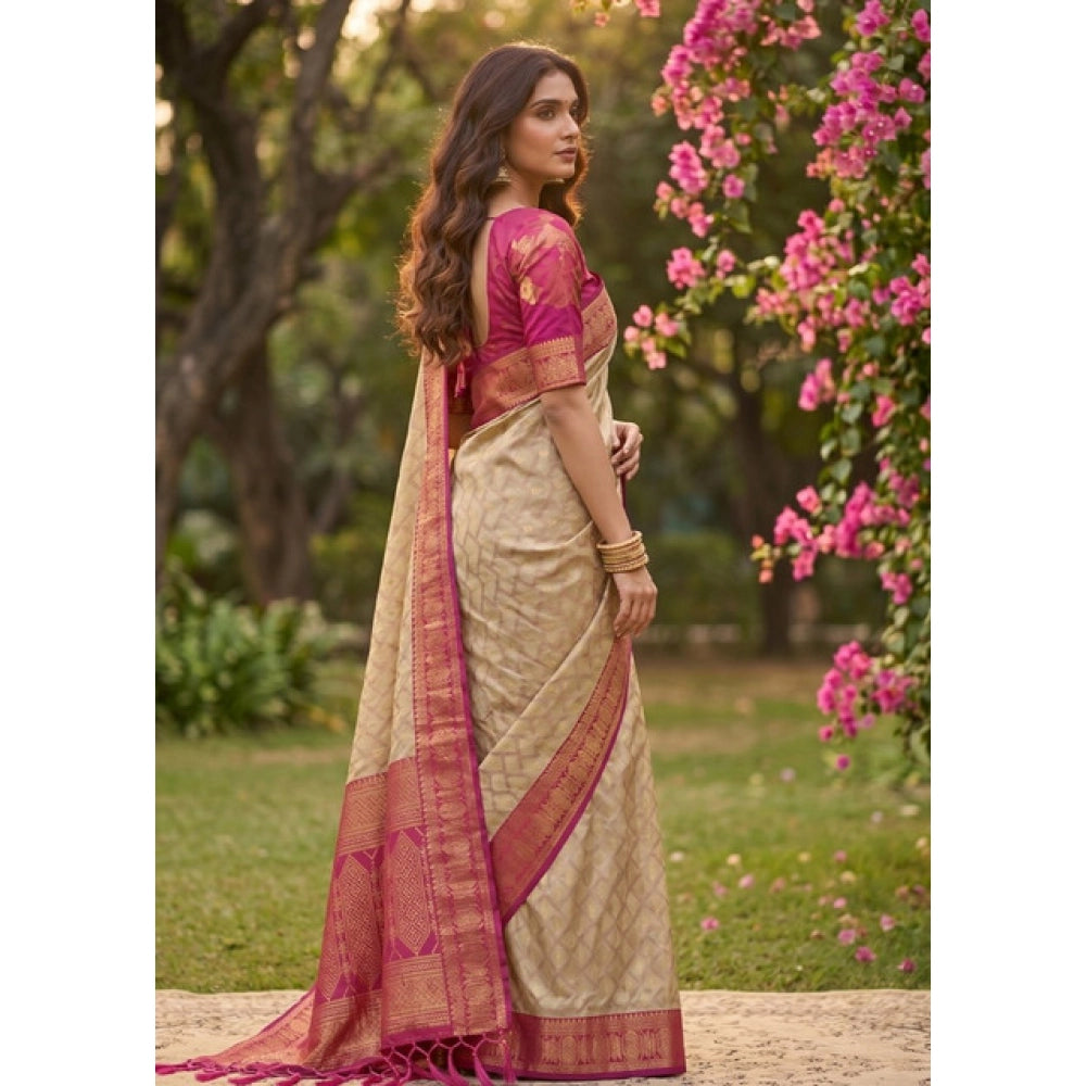 Women's Cotton Printed Saree With Unstitched Blouse 5.5Mtr (Multicolor)