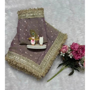 Women's Silk Embellished Saree With Unstitched Blouse 5.5Mtr (Lavender)