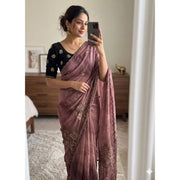 Women's Viscose Silk Embroidered Saree With Unstitched Blouse 5.5Mtr (Pink)