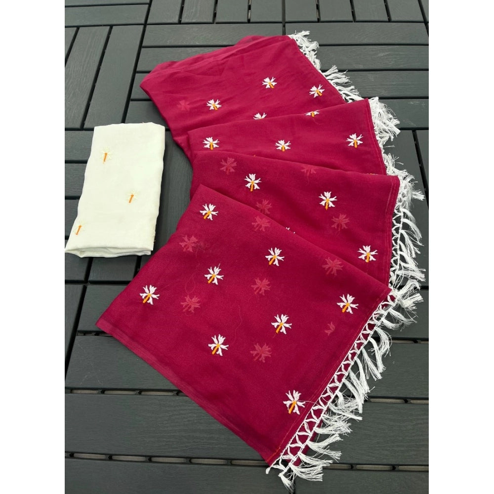 Women's Georgette Embellished Saree With Unstitched Blouse 5.5Mtr (Pink)
