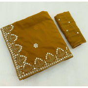 Women's Georgette Embellished Saree With Unstitched Blouse 5.5Mtr (Mustard-Yellow)