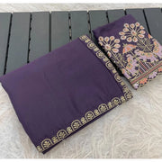 Women's Art Silk Embroidered Saree With Unstitched Blouse 5.5Mtr (Lavender)