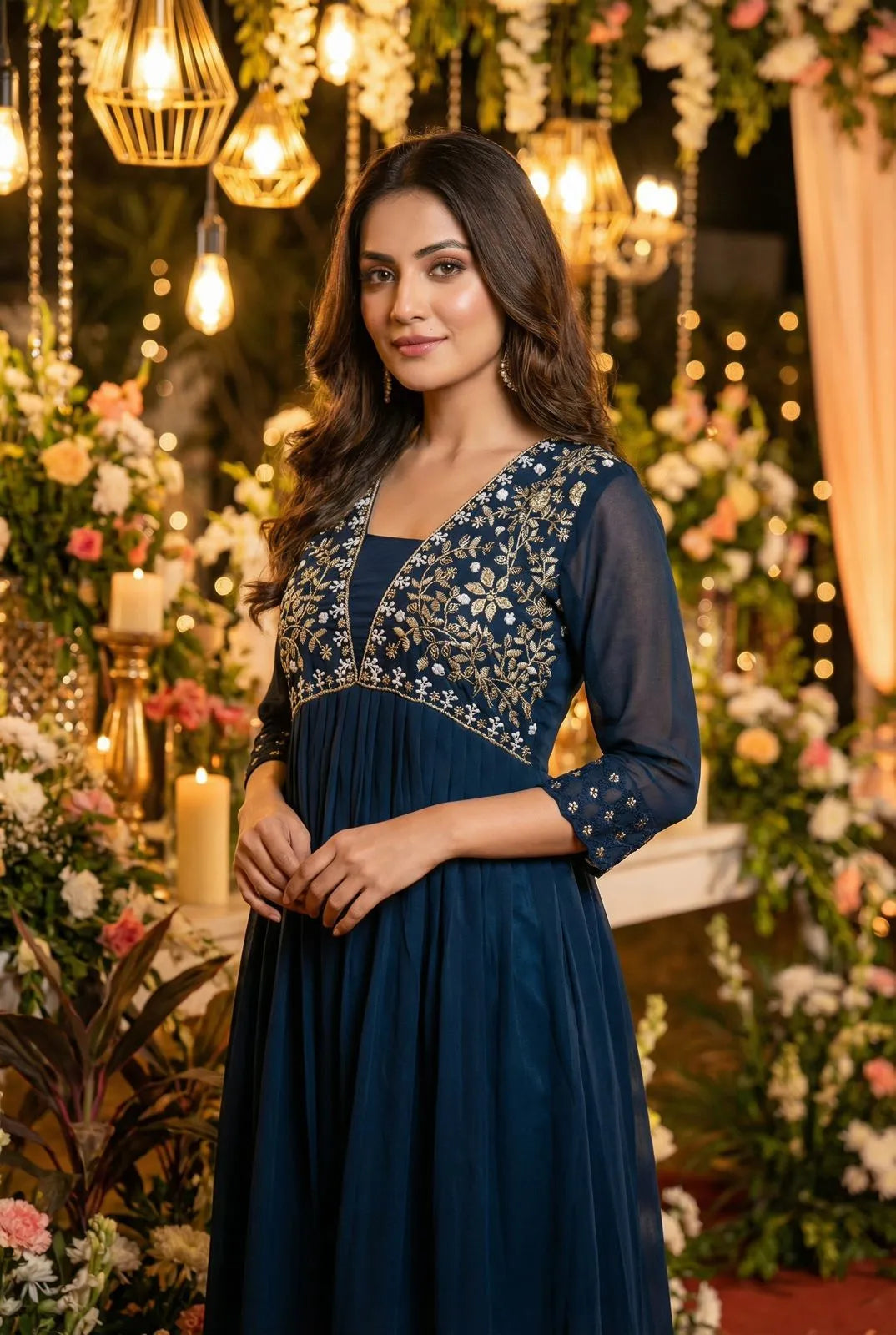 Ready to wear gown with embroidery and hand work