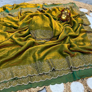 Most Ever Gorgeous Space Silk Saree With Attractive Blouse Piece